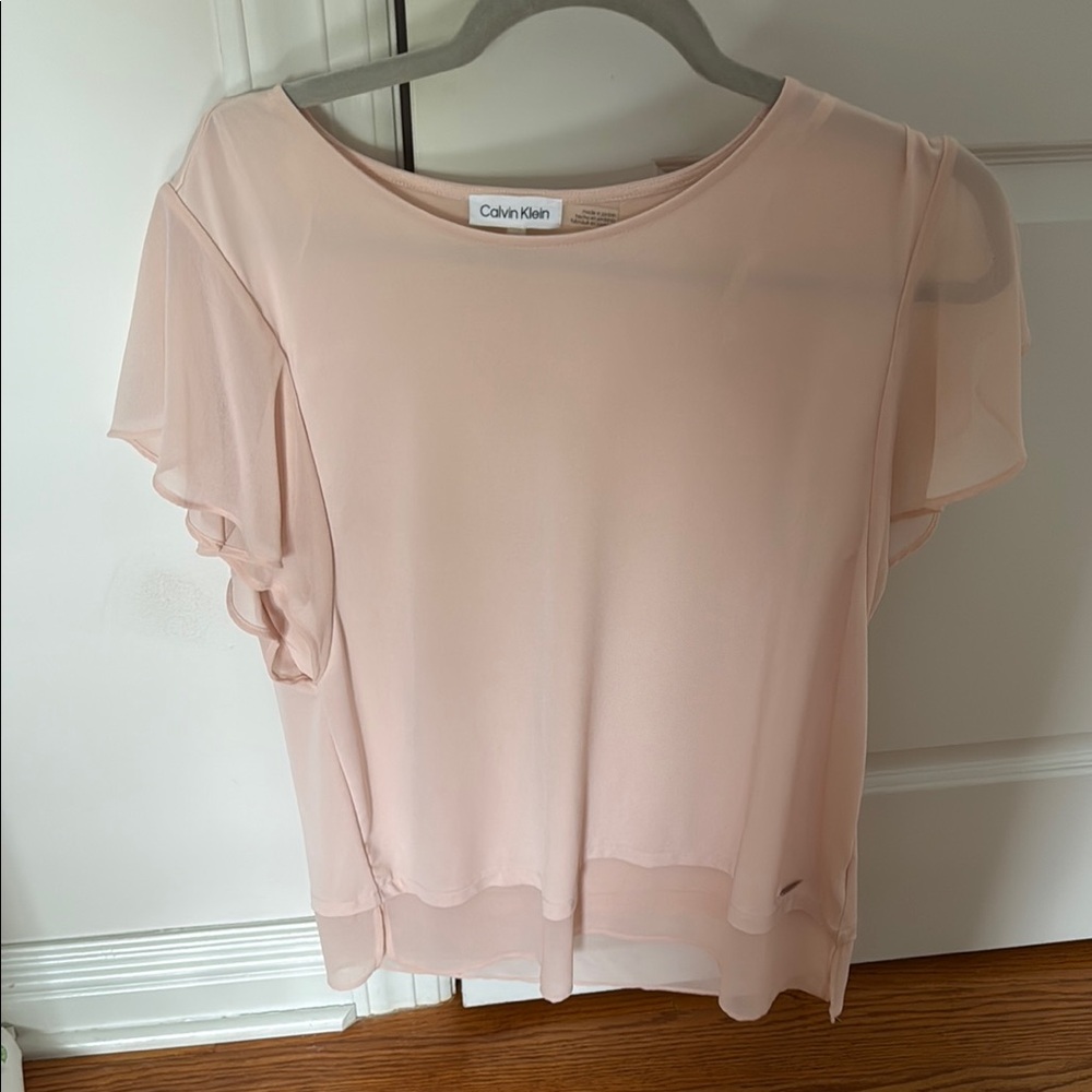 Calvin Klein Pink Flutter Short sleeve Blouse